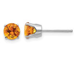 9/10 Carat (ctw) Citrine Solitaire Post Earrings in 14K White Gold